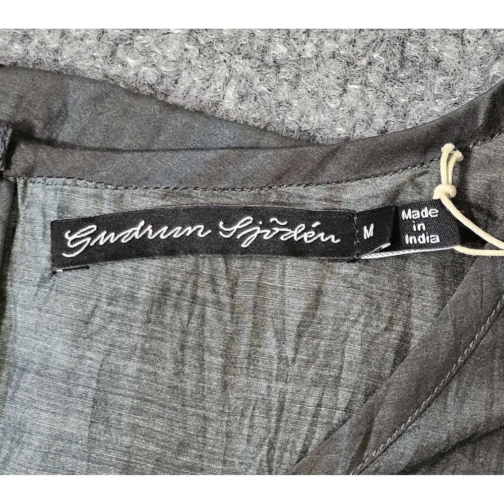Gudrun Sjoden Melody Dress Organic Cotton/Silk Midi Medium Dark Teal Embroidered - Picture 6 of 6